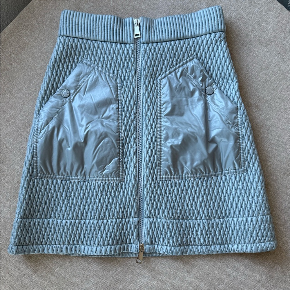 Moncler Light Gray Quilted A-Line Skirt